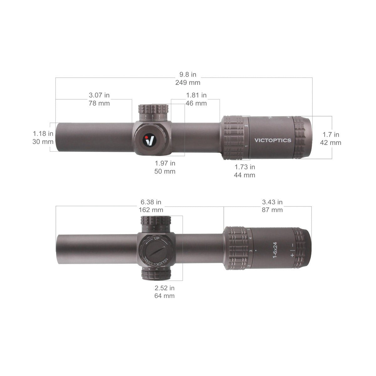 VICTOPTICS S6 BURNT BROWN 1-6X24 SFP LPVO SCOPE OPSL23