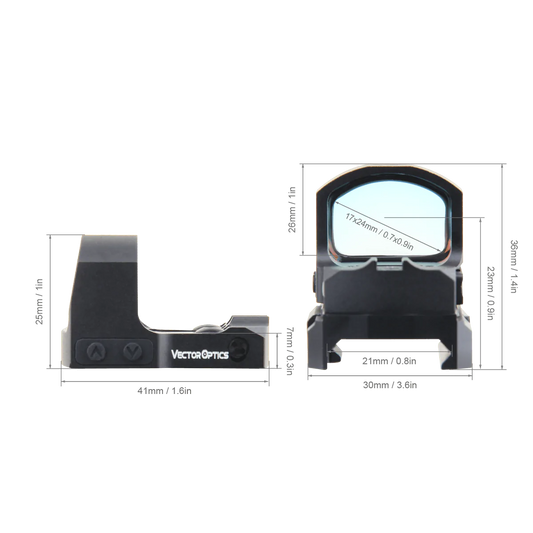 VECTOR OPTICS FRENZY-S 1X17X24 SAS BATTERY SIDE LOADING RED DOT SIGHT SCRD-62