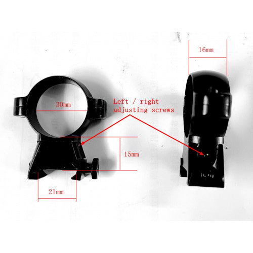 Mosin Nagant/ Lee Enfield 2pcs 30mm Steel High Profile Scope Rings Mount Left Right Adjust