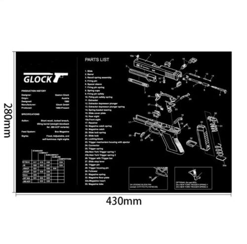 Gun Cleaning Mat Rubber Back High Quality - Glock Design